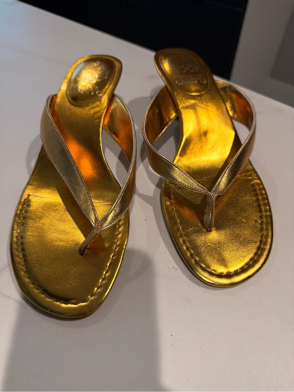Vince Camuto Metallic Gold Thong Sandals